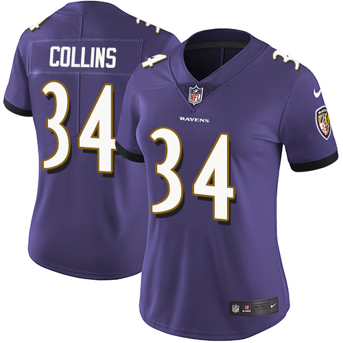 Nike Ravens #34 Alex Collins Purple Team Color Women's Stitched NFL Vapor Untouchable Limited Jersey