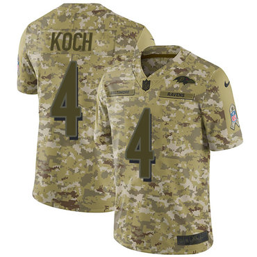 Nike Ravens #4 Sam Koch Camo Men's Stitched NFL Limited 2018 Salute To Service Jersey Nike Ravens #4 Sam Koch Camo Men's Stitched NFL Limited 2018 Salute To Service Jersey