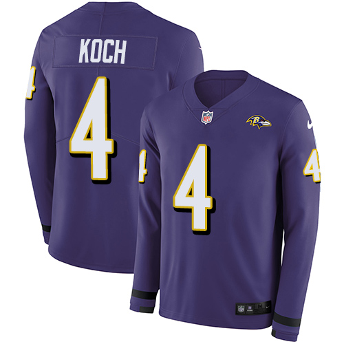 Nike Ravens #4 Sam Koch Purple Team Color Men's Stitched NFL Limited Therma Long Sleeve Jersey Nike Ravens #4 Sam Koch Purple Team Color Men's Stitched NFL Limited Therma Long Sleeve Jersey