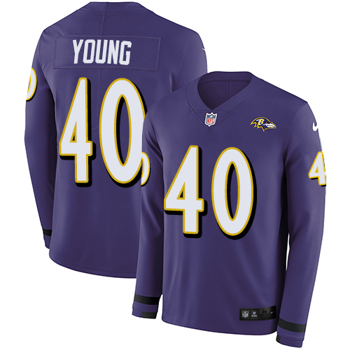 Nike Ravens #40 Kenny Young Purple Team Color Men's Stitched NFL Limited Therma Long Sleeve Jersey Nike Ravens #40 Kenny Young Purple Team Color Men's Stitched NFL Limited Therma Long Sleeve Jersey