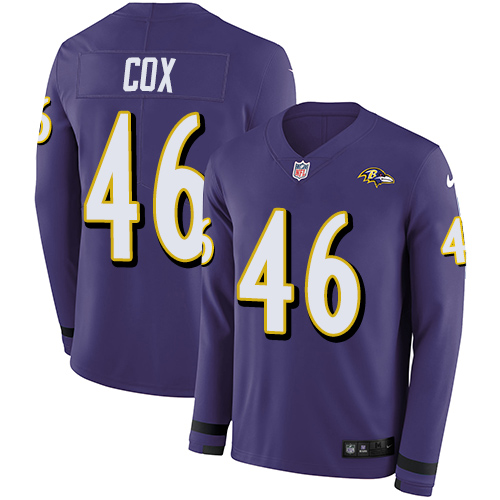 Nike Ravens #46 Morgan Cox Purple Team Color Men's Stitched NFL Limited Therma Long Sleeve Jersey Nike Ravens #46 Morgan Cox Purple Team Color Men's Stitched NFL Limited Therma Long Sleeve Jersey