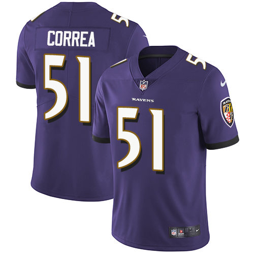 Nike Ravens #51 Kamalei Correa Purple Team Color Men's Stitched NFL Vapor Untouchable Limited Jersey