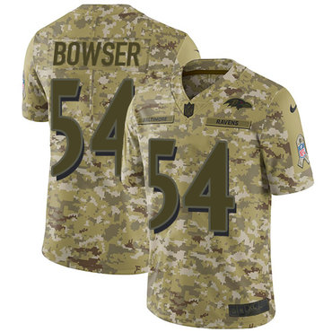 Nike Ravens #54 Tyus Bowser Camo Men's Stitched NFL Limited 2018 Salute To Service Jersey Nike Ravens #54 Tyus Bowser Camo Men's Stitched NFL Limited 2018 Salute To Service Jersey