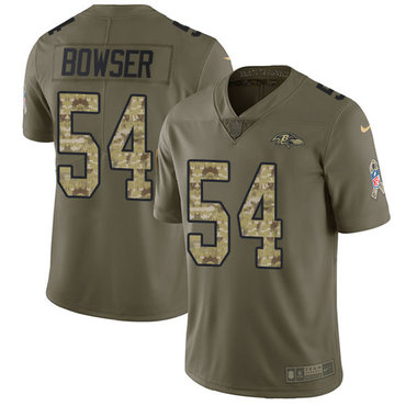 Nike Ravens #54 Tyus Bowser Olive Camo Youth Stitched NFL Limited 2017 Salute to Service Jersey