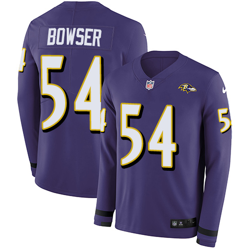 Nike Ravens #54 Tyus Bowser Purple Team Color Men's Stitched NFL Limited Therma Long Sleeve Jersey Nike Ravens #54 Tyus Bowser Purple Team Color Men's Stitched NFL Limited Therma Long Sleeve Jersey