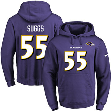 Nike Ravens #55 Terrell Suggs Purple Name & Number Pullover NFL Hoodie Nike Ravens #55 Terrell Suggs Purple Name & Number Pullover NFL Hoodie