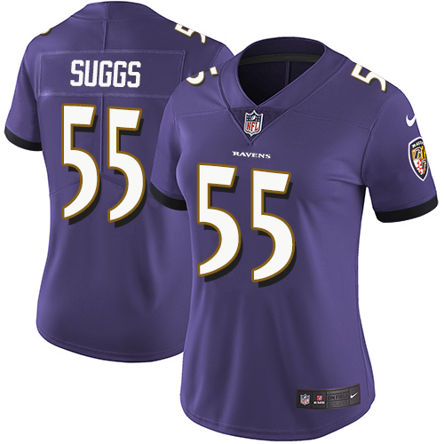 Nike Ravens #55 Terrell Suggs Purple Team Color Women's Stitched NFL Vapor Untouchabl