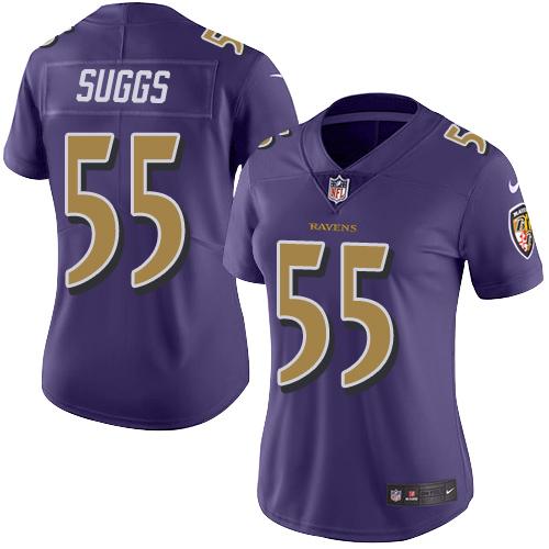Nike Ravens #55 Terrell Suggs Purple Women's Stitched NFL Limited Rush Jersey