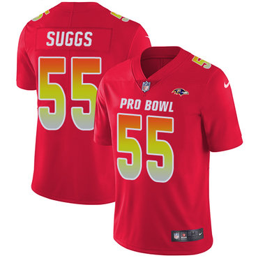 Nike Ravens #55 Terrell Suggs Red Men's Stitched NFL Limited AFC 2018 Pro Bowl Jersey Nike Ravens #55 Terrell Suggs Red Men's Stitched NFL Limited AFC 2018 Pro Bowl Jersey