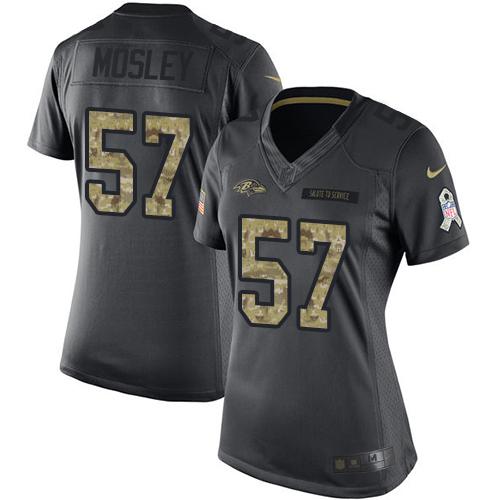 Nike Ravens #57 C.J. Mosley Black Women's Stitched NFL Limited 2016 Salute to Service Jersey