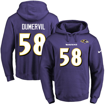 Nike Ravens #58 Elvis Dumervil Purple Name & Number Pullover NFL Hoodie Nike Ravens #58 Elvis Dumervil Purple Name & Number Pullover NFL Hoodie