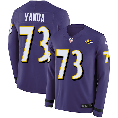Nike Ravens #73 Marshal Yanda Purple Team Color Men's Stitched NFL Limited Therma Long Sleeve Jersey Nike Ravens #73 Marshal Yanda Purple Team Color Men's Stitched NFL Limited Therma Long Sleeve Jersey