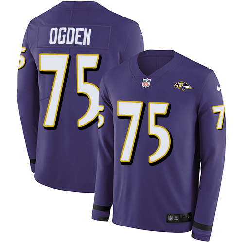 Nike Ravens #75 Jonathan Ogden Purple Team Color Men's Stitched NFL Limited Therma Long Sleeve Jersey Nike Ravens #75 Jonathan Ogden Purple Team Color Men's Stitched NFL Limited Therma Long Sleeve Jersey