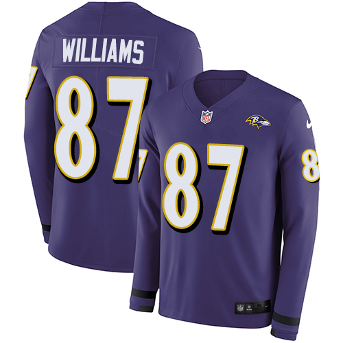 Nike Ravens #87 Maxx Williams Purple Team Color Men's Stitched NFL Limited Therma Long Sleeve Jersey Nike Ravens #87 Maxx Williams Purple Team Color Men's Stitched NFL Limited Therma Long Sleeve Jersey
