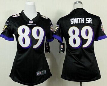 Nike Ravens #89 Steve Smith Sr Black Alternate Women's Stitched NFL New Elite Jersey