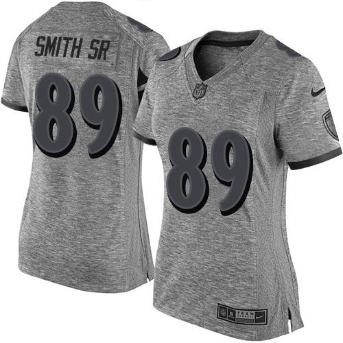 Nike Ravens #89 Steve Smith Sr Gray Women's Stitched NFL Limited Gridiron Gray Jersey