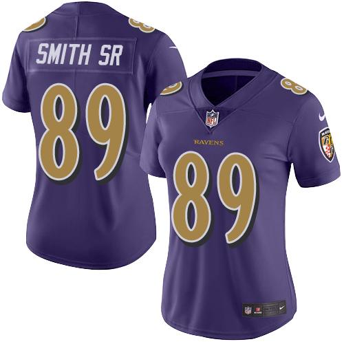 Nike Ravens #89 Steve Smith Sr Purple Women's Stitched NFL Limited Rush Jersey