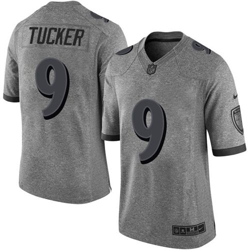 Nike Ravens #9 Justin Tucker Gray Men's Stitched NFL Limited Gridiron Gray Jersey Nike Ravens #9 Justin Tucker Gray Men's Stitched NFL Limited Gridiron Gray Jersey