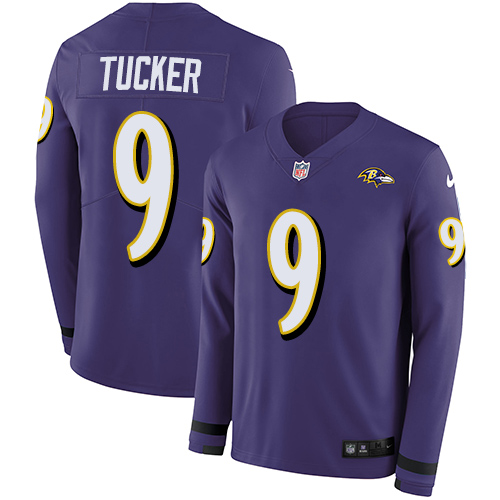 Nike Ravens #9 Justin Tucker Purple Team Color Men's Stitched NFL Limited Therma Long Sleeve Jersey Nike Ravens #9 Justin Tucker Purple Team Color Men's Stitched NFL Limited Therma Long Sleeve Jersey
