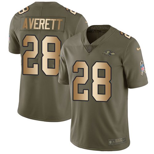 Nike Ravens 28 Anthony Averett Olive Gold Salute To Service Limited Jersey Nike Ravens 28 Anthony Averett Olive Gold Salute To Service Limited Jersey