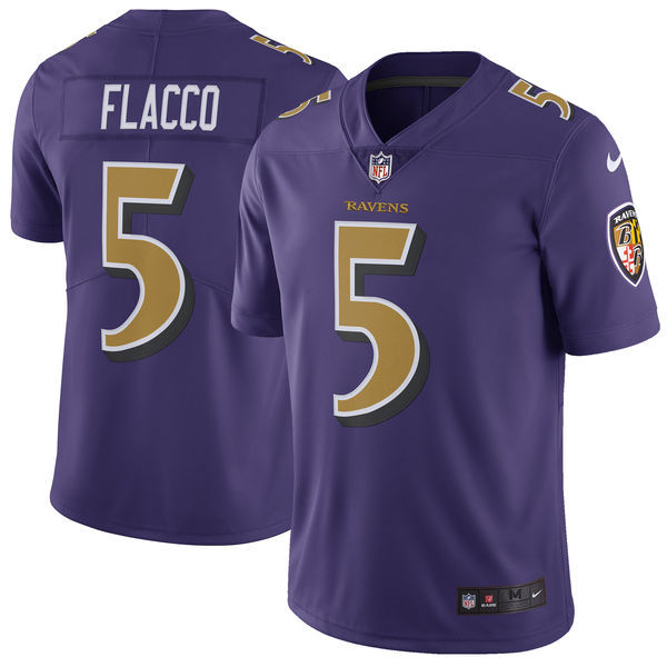 Nike Ravens 5 Joe Flacco Purple Vapor Untouchable Color Rush Limited Player Jersey