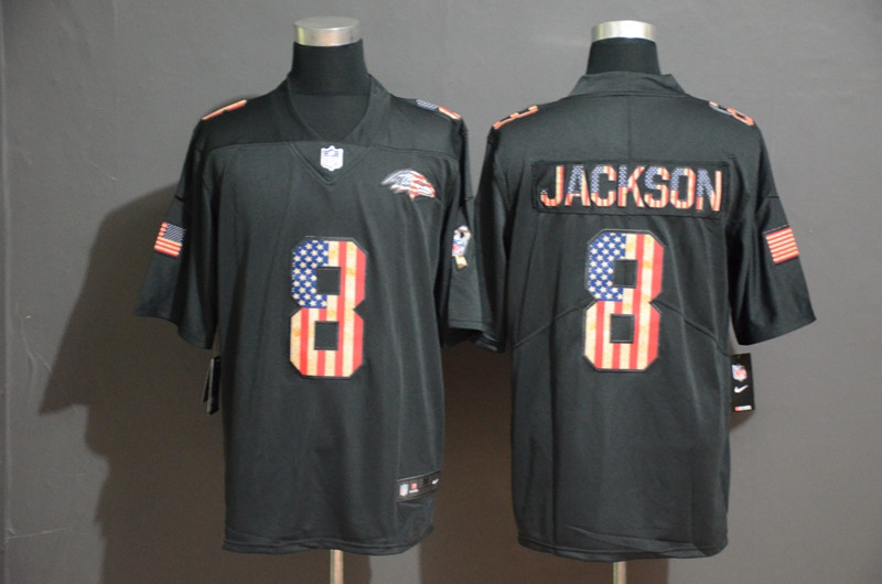 Nike Ravens 8 Lamar Jackson 2019 Black Salute To Service USA Flag Fashion Limited Jersey Nike Ravens 8 Lamar Jackson 2019 Black Salute To Service USA Flag Fashion Limited Jersey