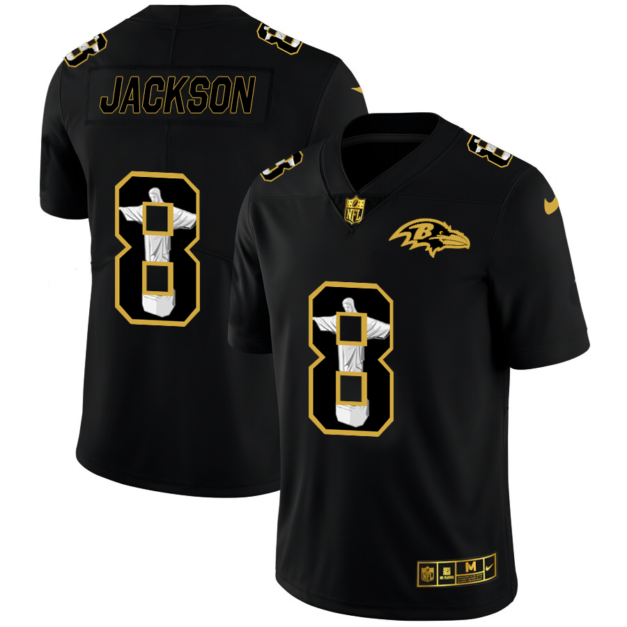 Nike Ravens 8 Lamar Jackson Black Jesus Faith Edition Limited Jersey Nike Ravens 8 Lamar Jackson Black Jesus Faith Edition Limited Jersey