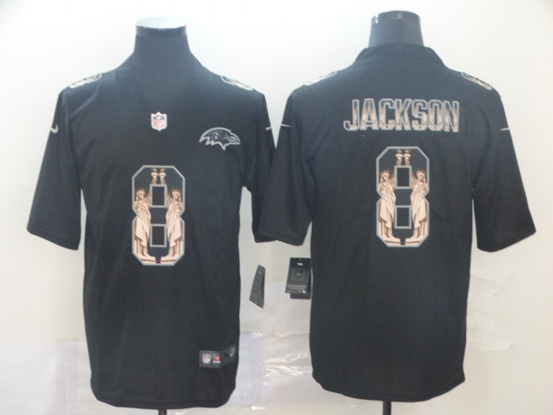Nike Ravens 8 Lamar Jackson Black Statue Of Liberty Limited Jersey Nike Ravens 8 Lamar Jackson Black Statue Of Liberty Limited Jersey