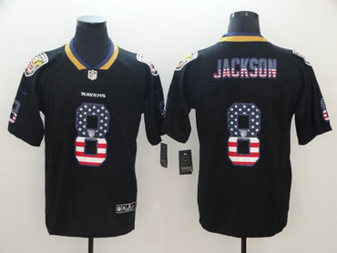 Nike Ravens 8 Lamar Jackson Black USA Flag Fashion Limited Jersey Nike Ravens 8 Lamar Jackson Black USA Flag Fashion Limited Jersey