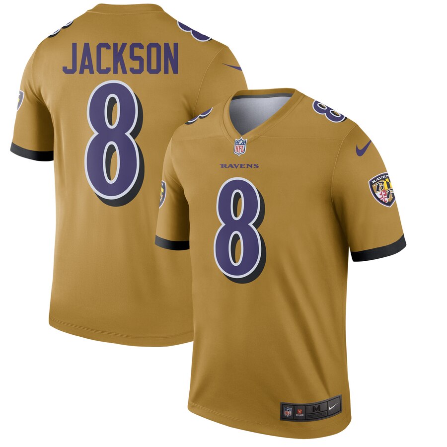 Nike Ravens 8 Lamar Jackson Gold Inverted Legend Jersey Nike Ravens 8 Lamar Jackson Gold Inverted Legend Jersey