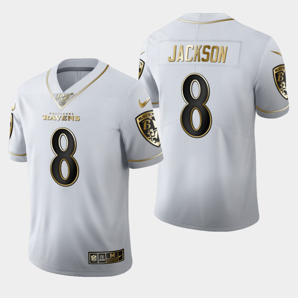 Nike Ravens 8 Lamar Jackson White 100th Season Vapor Untouchable Limited Jersey Nike Ravens 8 Lamar Jackson White 100th Season Vapor Untouchable Limited Jersey