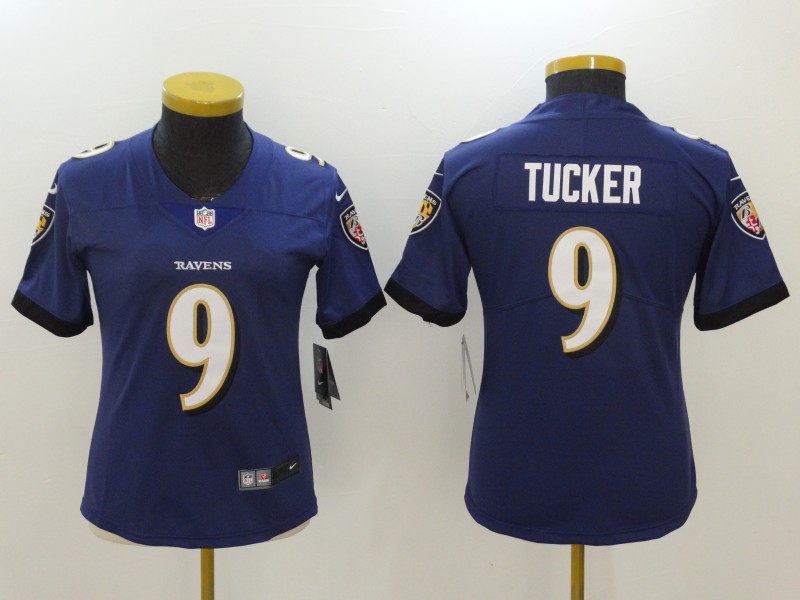 Nike Ravens 9 Justin Tucker Purple Women Vapor Untouchable Player Limited Jersey
