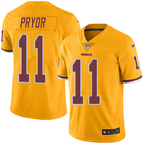 Nike Redskins #11 Pryor Sr. Gold NFL Limited Rush Jersey