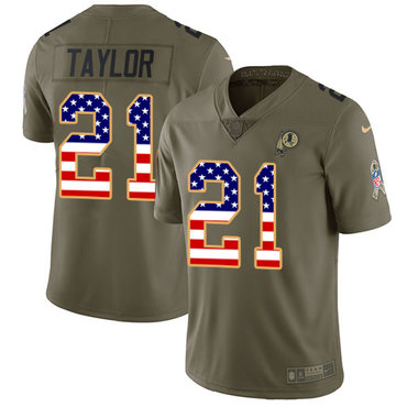 Nike Redskins #21 Sean Taylor Olive USA Flag Men's Stitched NFL Limited 2017 Salute To Service Jersey