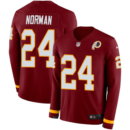 Nike Redskins #24 Josh Norman Burgundy Red Team Color Men's Stitched NFL Limited Therma Long Sleeve Jersey Nike Redskins #24 Josh Norman Burgundy Red Team Color Men's Stitched NFL Limited Therma Long Sleeve Jersey