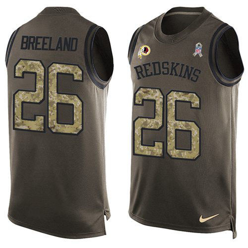 Nike Redskins #26 Bashaud Breeland Green Men's Stitched NFL Limited Salute To Service Tank Top Jersey