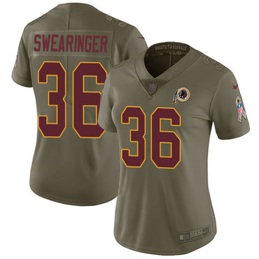 Nike Redskins #36 D.J. Swearinger Olive Women's Stitched NFL Limited 2017 Salute to Service Jersey