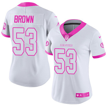 Nike Redskins #53 Zach Brown White Pink Women's Stitched NFL Limited Rush Fashion Jersey