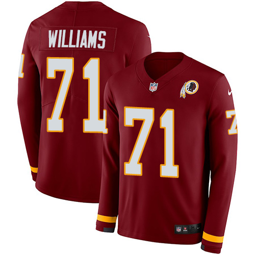 Nike Redskins #71 Trent Williams Burgundy Red Team Color Men's Stitched NFL Limited Therma Long Sleeve Jersey Nike Redskins #71 Trent Williams Burgundy Red Team Color Men's Stitched NFL Limited Therma Long Sleeve Jersey