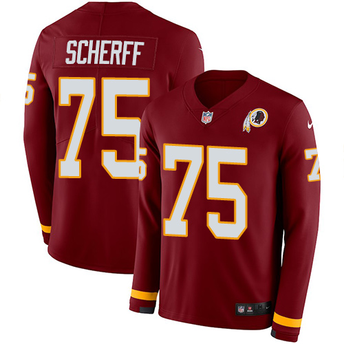 Nike Redskins #75 Brandon Scherff Burgundy Red Team Color Men's Stitched NFL Limited Therma Long Sleeve Jersey Nike Redskins #75 Brandon Scherff Burgundy Red Team Color Men's Stitched NFL Limited Therma Long Sleeve Jersey