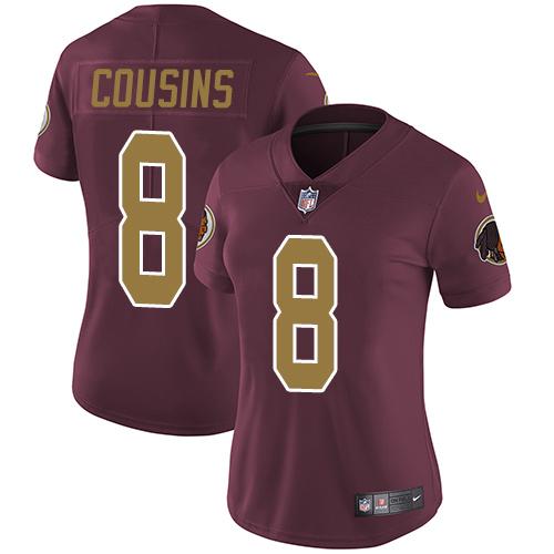 Nike Redskins #8 Kirk Cousins Burgundy Red Alternate Women's Stitched NFL Vapor Untouchable Limited Jersey