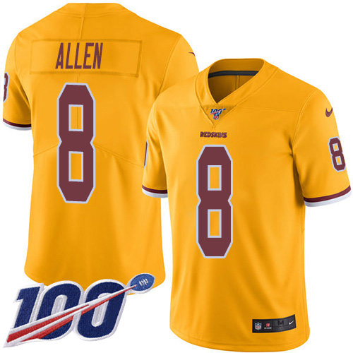 Nike Redskins #8 Kyle Allen Gold Men's Stitched NFL Limited Rush 100th Season Jersey Nike Redskins #8 Kyle Allen Gold Men's Stitched NFL Limited Rush 100th Season Jersey
