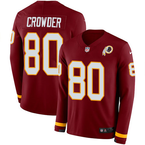 Nike Redskins #80 Jamison Crowder Burgundy Red Team Color Men's Stitched NFL Limited Therma Long Sleeve Jersey Nike Redskins #80 Jamison Crowder Burgundy Red Team Color Men's Stitched NFL Limited Therma Long Sleeve Jersey