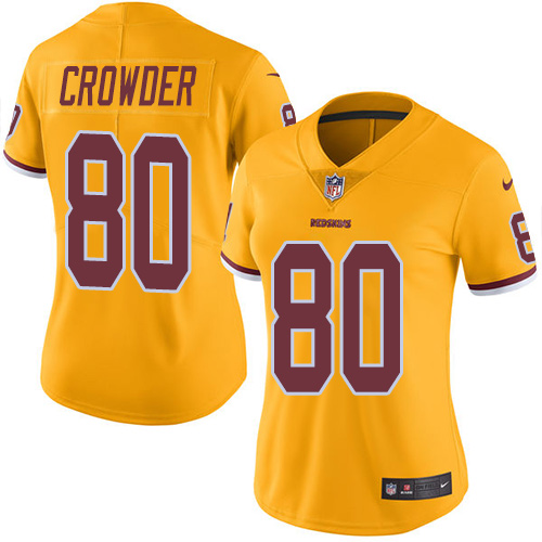 Nike Redskins #80 Jamison Crowder Gold Women's Stitched NFL Limited Rush Jersey