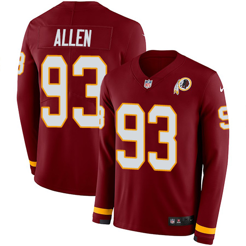 Nike Redskins #93 Jonathan Allen Burgundy Red Team Color Men's Stitched NFL Limited Therma Long Sleeve Jersey Nike Redskins #93 Jonathan Allen Burgundy Red Team Color Men's Stitched NFL Limited Therma Long Sleeve Jersey