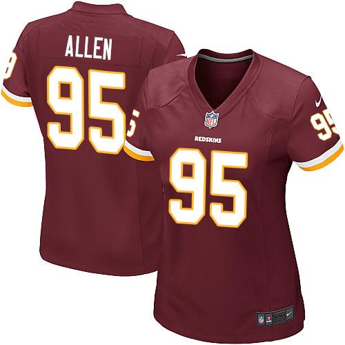 Nike Redskins #95 Jonathan Allen Burgundy Red Team Color Women's Stitched NFL Elite Jersey