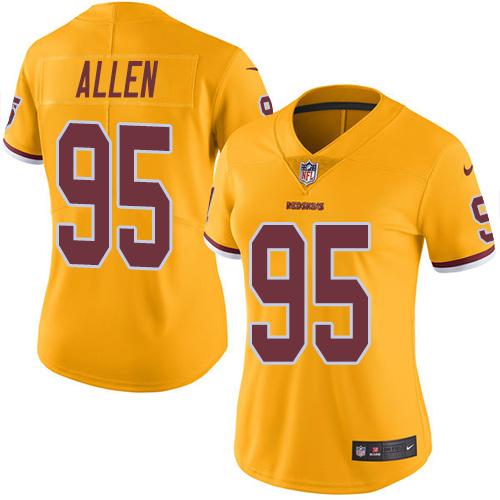 Nike Redskins #95 Jonathan Allen Gold Women's Stitched NFL Limited Rush Jersey