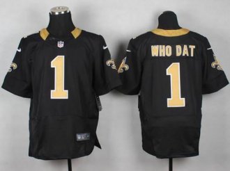 Nike Saints #1 Who Dat Black Team Color Men's Stitched NFL Elite Jersey