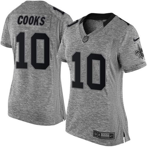 Nike Saints #10 Brandin Cooks Gray Women's Stitched NFL Limited Gridiron Gray Jersey