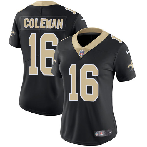 Nike Saints #16 Brandon Coleman Black Team Color Women's Stitched NFL Vapor Untouchable Limited Jersey